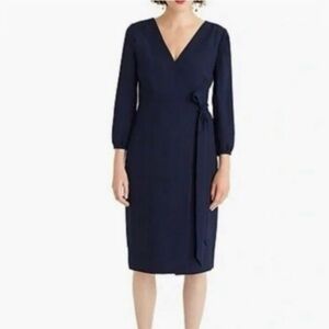 NWT J Crew 365 Crepe Wrap Dress in Navy, sz 4, Drapey Office Date Night Church